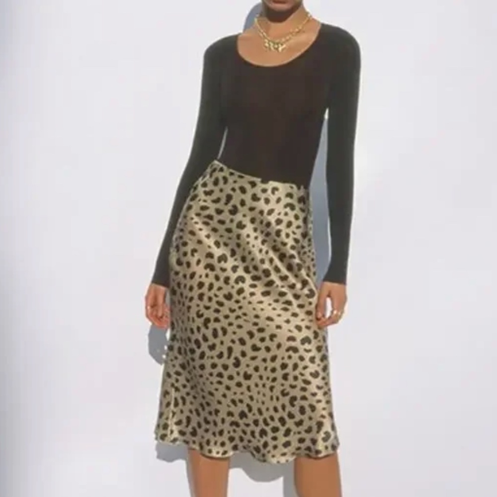 Realisation Par The Naomi Silk Leopard-print Slip Skirt  - size Small